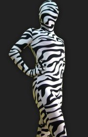 Black and White Zebra Spandex Lycra Unisex Full-body Zentai Suit