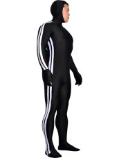 Black Bodysuit with 2 White Strips On Both Sides of Body and Open Face