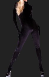 Black Cotton Lycra Bodysuit | Jumpsuit without Hood