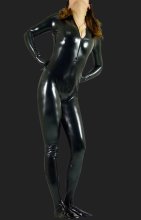 Black Front Open Shiny Metallic Jumpsuit (No Hood) Black Front Open Shiny Metallic Jumpsuit (No Hood)