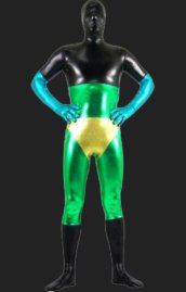 Black Green Shiny Metallic Full Bodysuit / Zentai Suit