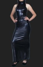 Black Halter Neckline Shiny Metallic Long Dress Black Halter Neckline Shiny Metallic Long Dress