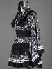 Black Sakula Pattern Kimono Style Cosplay Lolita Dress 7G