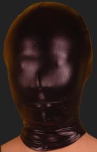 Black Shiny Metallic Hood with Mouth Zipper Black Shiny Metallic Hood with Mouth Zipper