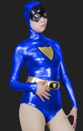 Blue and Gold Shield Logo Super Woman Unitard