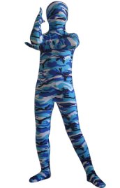 Blue and Light Blue Camouflage Kids Zentai Suit
