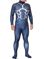 Blue and White Printed Spandex Lycra Superhero Zentai Costume with 3D Muscle Shading