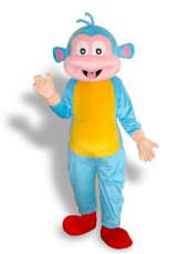 Blue And Yellow Short-furry Monkey Mascot Costume