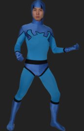 Blue Beetle Costume | Blue and Black Bodysuit with Open Face