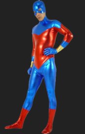 Blue, Gold and Red Shiny Metallic Full Body Suit / Zentai Suit