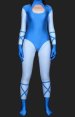Blue Knitted Lycra Spandex Catsuit with Open Chest (No Hood)