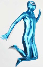 Blue Shiny Full Body Zentai Suit | New Fabric with Spider Eyes Blue Shiny Full Body Zentai Suit | New Fabric with Spider Eyes