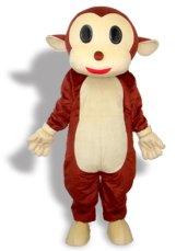 Brown And Light Yellow Short-furry Monkey Mascot Costume