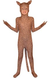 Brown Leopard Kids Bodysuit with Ears and Tail