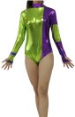 Caitlin Fairchild Green and Purple Shiny Metallic Zentai Costumes