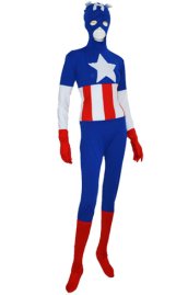 Captain America - Navy and Red Spandex Lycra Zentai Costume 2