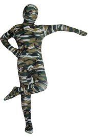 Coffee and Dark Green Camouflage Kids Zentai Suit