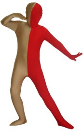 Coffee and Red Split Kids Zentai Suit