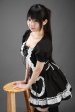 Cute Black Lace-UP And White Lace Trim Cosplay Lolita Dress