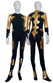 Cyborg Ninja | Dark Navy and Gold Lycra and Metallic Super Hero Zentai Suit