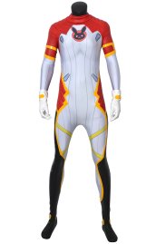 D VA Overwatch VER3 Carbon Fiver Printed Spandex Lycra Costume with Shiny Metallic and Cotton Padding