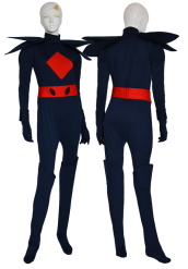 Dark Blue and Red Spandex Lycra Super Hero Catsuit
