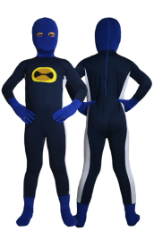 Dark Blue and Royal Blue Spandex Lycra Super Hero Kids Costume