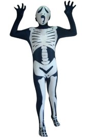 Dark Blue and White Skeleton Kids Zentai Suit
