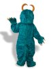 Dark Green Long-furry Monster Mascot Costume With Horns