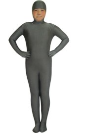 Dark Grey Open Face Kids Zentai Suit
