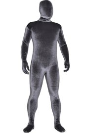 Dark Grey Thick Velvet Spandex Zentai Full Bodysuit