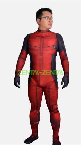 Deadpool Costume  Printed Spandex Lycra Zentai Suit with 3D Muscle Shades  no Hood