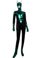 Dragonfly Zentai Costume | Green and Black Shiny Metallic Zentai