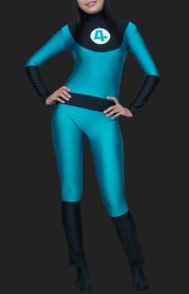 Fantastic 4 ! Black and Blue Lycra Spandex Super Hero Jumpsuit (