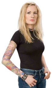 Flower and Wings Fake Tattoo Sleeve for Woman