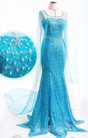 Frozen ! Gorgeous Elsa Long Train Dress