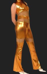 Gold Shiny Metallic and Silk Sexy Zentai Clothing Gold Shiny Metallic and Silk Sexy Zentai Clothing