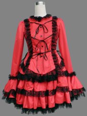 Gorgeous Carmine Cosplay Lolita Dress With Black Trim 9G