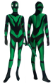 Green and Black Spandex Lycra Zentai Costume with Tail