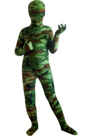 Green and Brown Camouflage Kids Zentai Suit