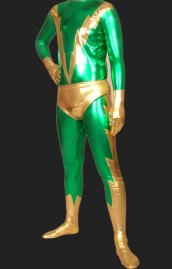 Green and Gold Shiny Metallic Super Hero Catsuit