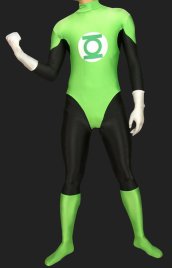 Green Lantern ! Green and Black Lycra Spandex Super Hero Unisex