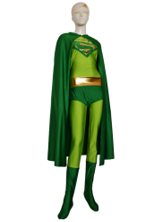 Green Superman Costume | Green Spandex Lycra Catsuit with Cape