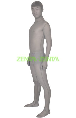 Grey Silk-Like Lycra Transparent Zentai Suit