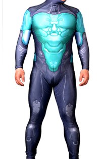 Blue and White Printed Spandex Lycra Superhero Zentai Costume with