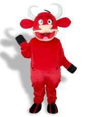Happy Red Cow Mascot Costume