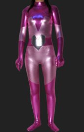 Heart Super Hero Costume | Pink and Fuchsia Shiny Metallic Catsuits
