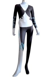 Imp Midna Costume 3 | White and Black Spandex Lycra Zentai Suit with Blue Paint Pattern