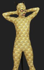 Leopard Bodysuit | Gold Lycra Full Body Leopard Catsuits with Open Eyes , Ears and Tail