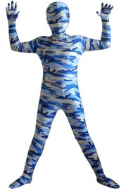 Light Blue Camouflage Kids Zentai Suit